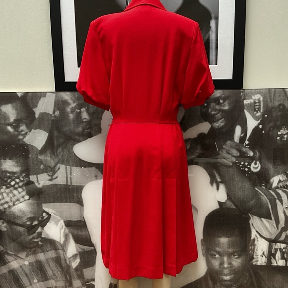 Shirt dress bright Red Emporio Oleg Cassini button down - Picture 8 of 11